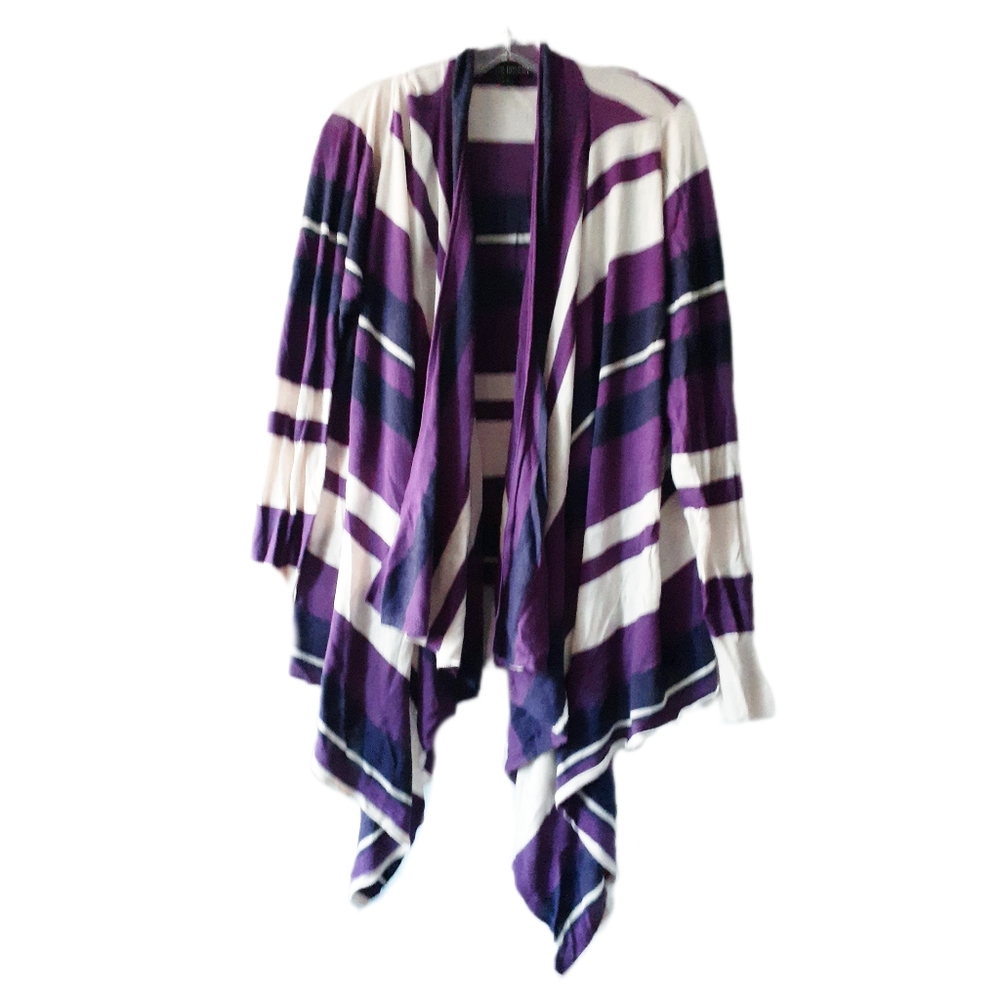Striped Waterfall Cardigan by Lane Bryant